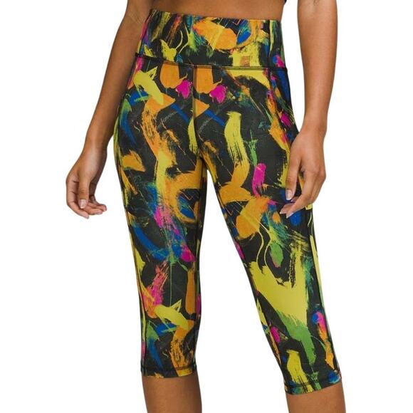 Lululemon Invigorate High-Rise Crop 17" Undertone Black Multi Women's Size 2 NWT - Picture 1 of 12